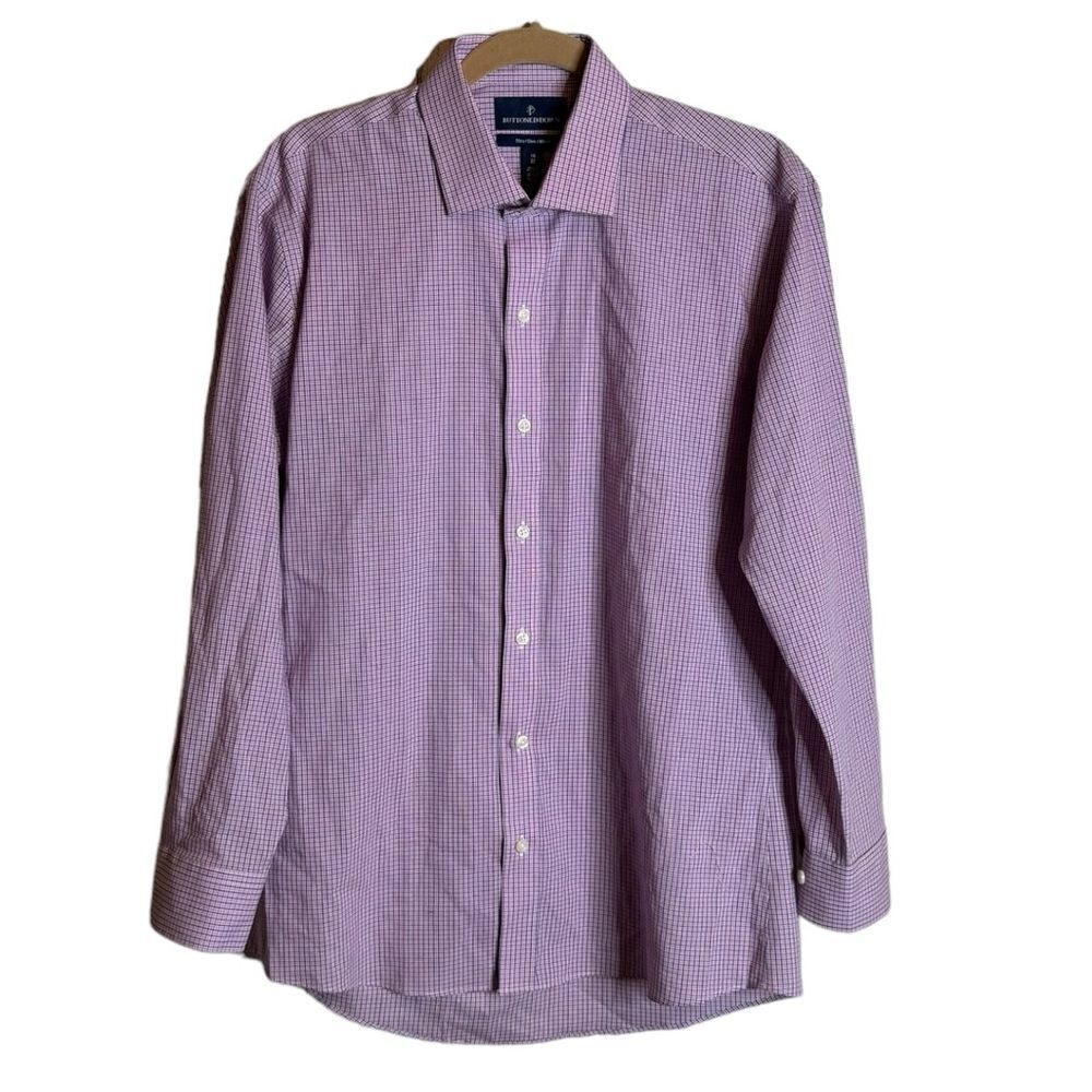 Buttoned Down Slim Fit Plaid Dress Shirt size 16